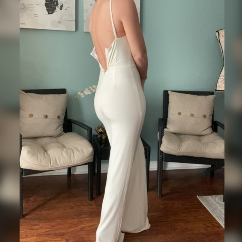Jovani White jumpsuit sz 00 - Picture 2 of 2